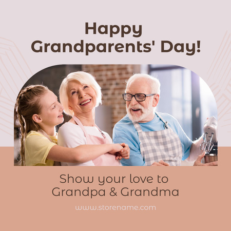 Nagyszülők napi köszöntés boldog családdal Instagram tervezősablon