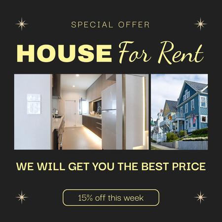 Cozy House For Rent Offer With Discount Animated Post Design Template