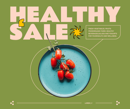 Designvorlage Healthy Food Sale with Tomatoes on Plate für Facebook