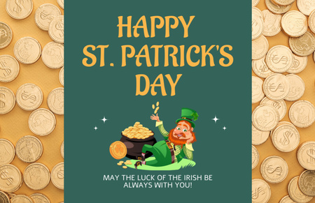 Ontwerpsjabloon van Thank You Card 5.5x8.5in van Happy St. Patrick's Day Greeting with Red Bearded Man