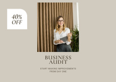 Business Audit Services Ad with Businesswoman
