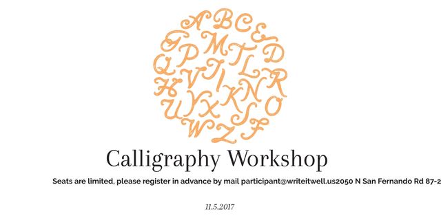 Calligraphy Workshop Announcement Letters on White Image Πρότυπο σχεδίασης