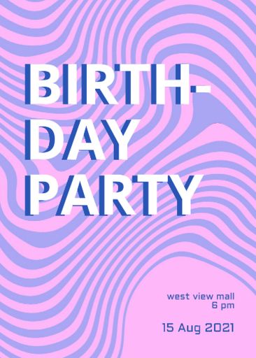 Birthday Party Announcement With Dizzy Pattern 