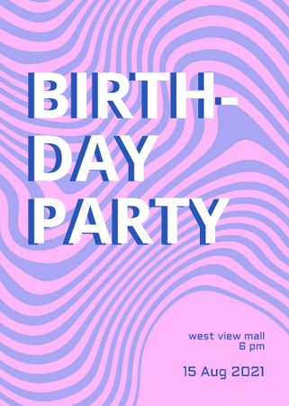 Birthday Party Announcement with Dizzy Pattern Invitation Πρότυπο σχεδίασης
