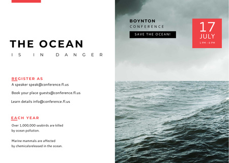 Plantilla de diseño de Ecology Conference Stormy Sea Waves Postcard 