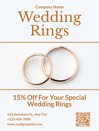 Jewelry Offer with Wedding Golden Rings Poster US Design Template