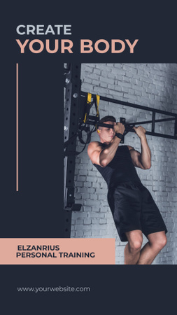 Fitness Club Ad with Strong Man Instagram Story Design Template