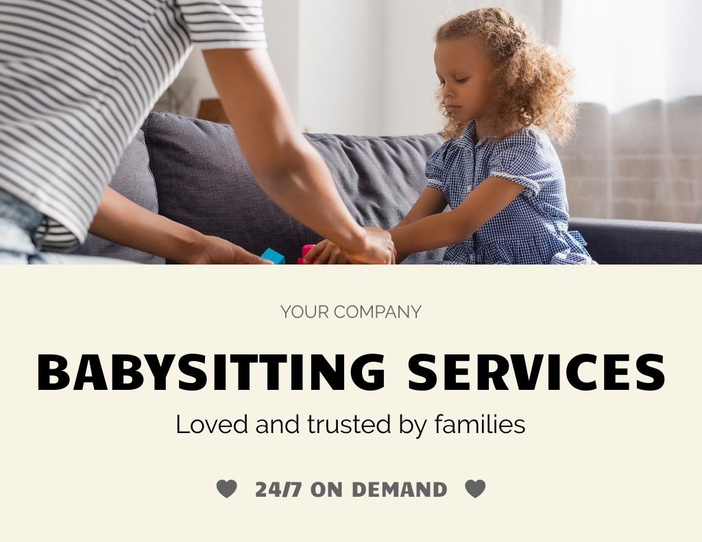 Babysitting Services with Playing Little Girl Flyer 8.5x11in Horizontal Šablona návrhu