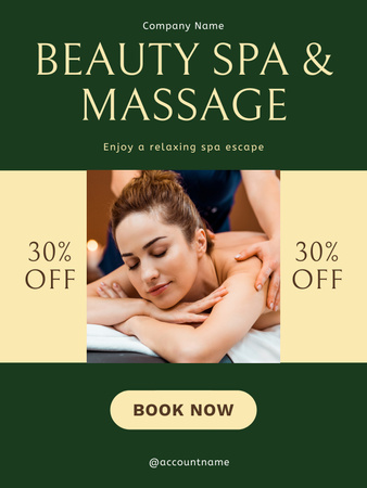Discounts Spa and Massage Services Poster US Πρότυπο σχεδίασης