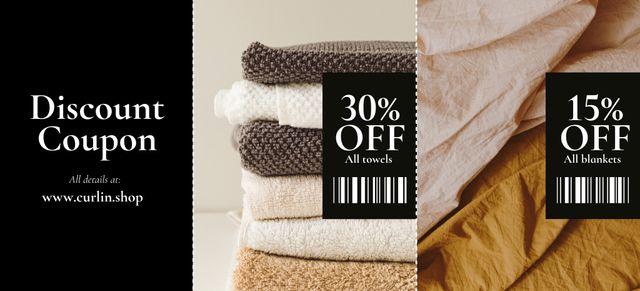 Home Textiles Offer with Discount Coupon 3.75x8.25in Design Template