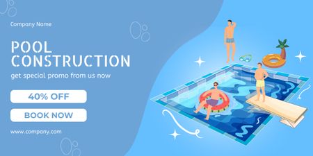 Oferece descontos para serviços de construção de piscinas Image Modelo de Design