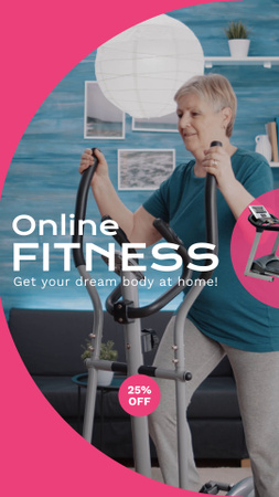 Ontwerpsjabloon van TikTok Video van Online Fitness Trainings With Discount Age-Friendly