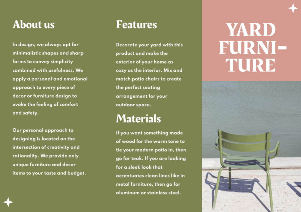 Best Outdoor Yard Furniture Brochure Din Large Z-fold Tasarım Şablonu