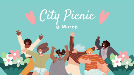 Ontwerpsjabloon van FB event cover van stadspicknick op 8 maart aankondiging
