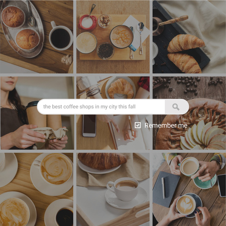 Delicious Breakfast with Coffee and Croissants Instagram Design Template