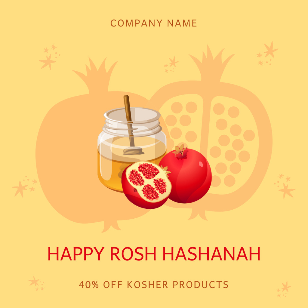 Designvorlage Kosher Food Offer for Rosh Hashanah für Instagram