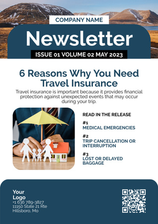 Template di design prestazioni assicurative di viaggio Newsletter