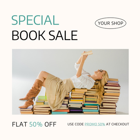 Delightful Books Sale Ad Instagram Modelo de Design