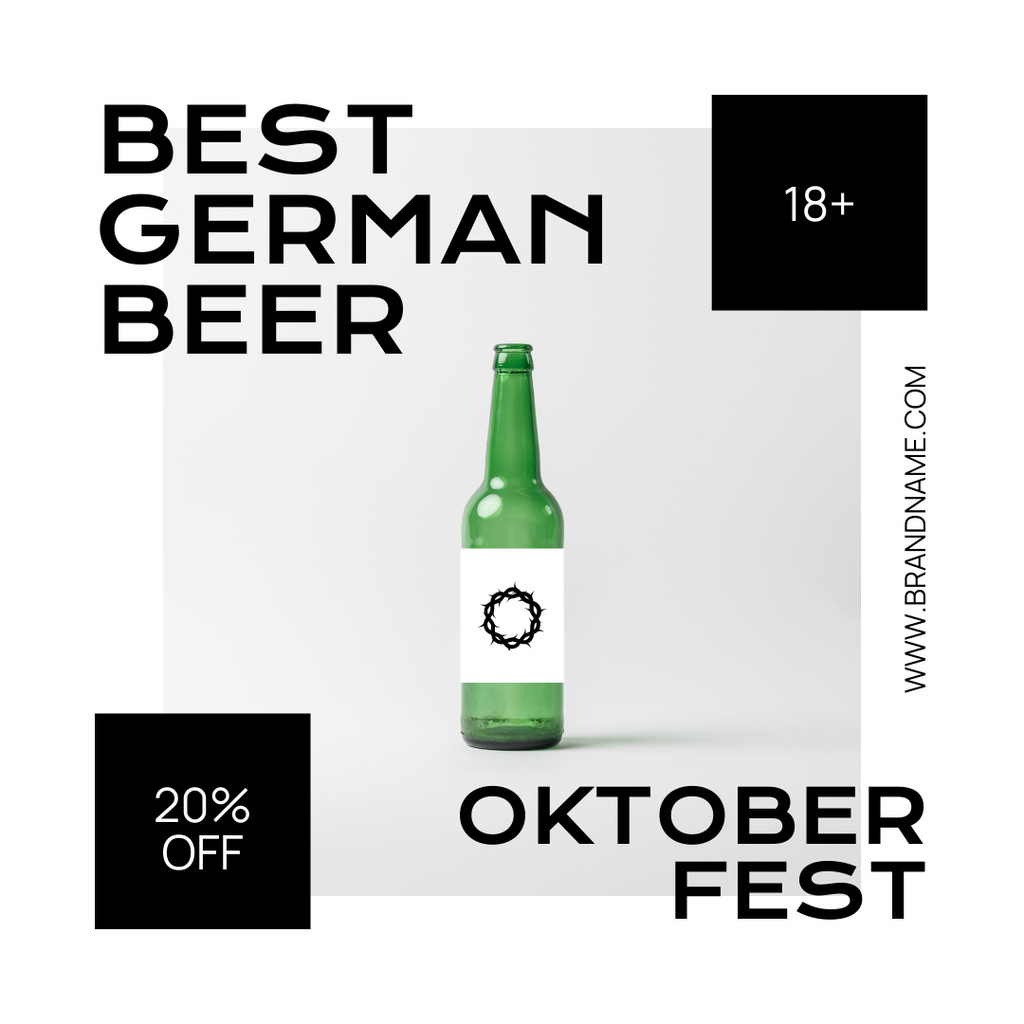 Oktoberfest Celebration Announcement with Offer of German Beer Instagram Design Template