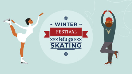 Platilla de diseño People at Winter Skating Festival FB event cover