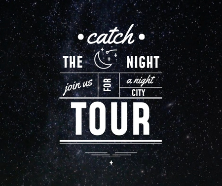 Night city tour invitation on Starry sky Facebook Design Template