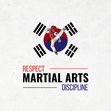 Orientální bojová umění tréninky se sloganem Animated Logo Šablona návrhu
