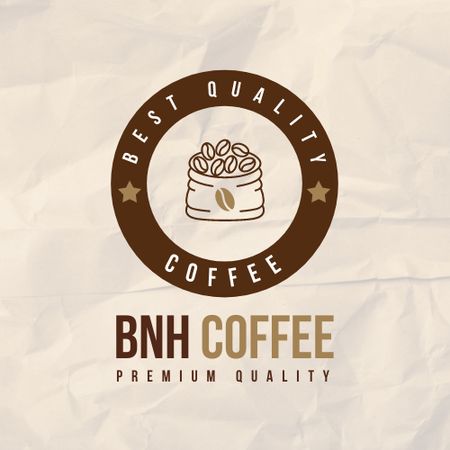 Coffee Shop Ad with Beans in Bag Logo Πρότυπο σχεδίασης