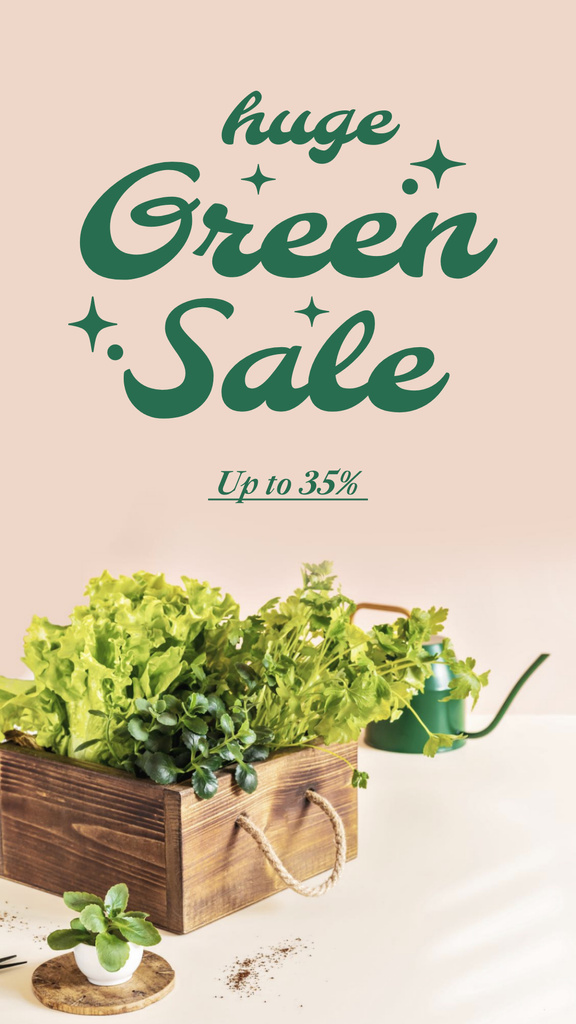 Ontwerpsjabloon van Instagram Story van Greens Sale with Salad in Wooden Box