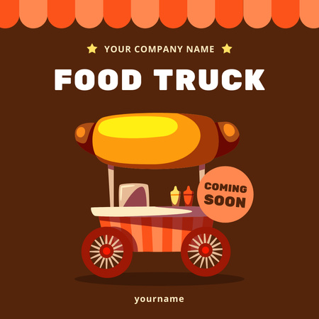 Street Food Ad with Hot Dog Illustration Instagram Design Template