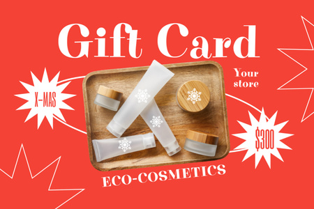 Ontwerpsjabloon van Gift Certificate van Eco Cosmetics Sale Offer on Christmas