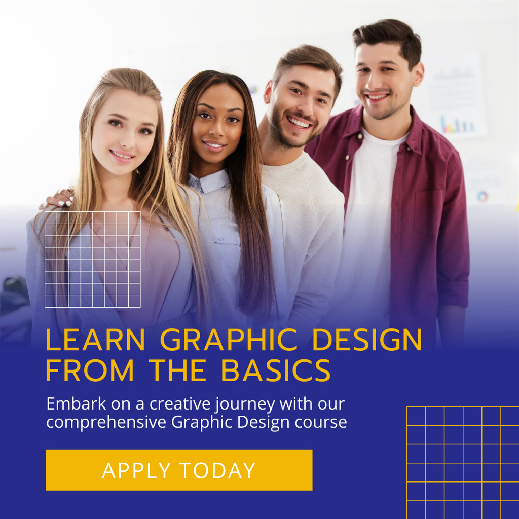 Graphic Design Basics Courses Ad Instagram Πρότυπο σχεδίασης