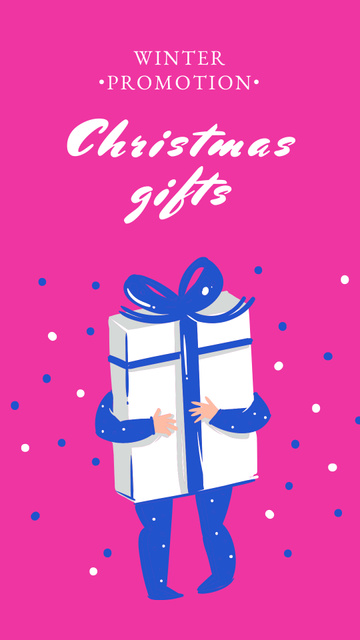Ontwerpsjabloon van Instagram Story van Winter Promotion With Christmas Gifts In Pink