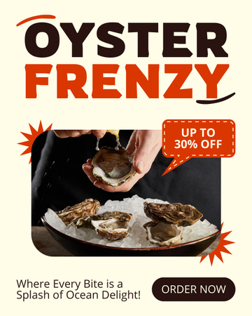 Ad of Seafood with Delicious Oysters Instagram Post Vertical Design Template