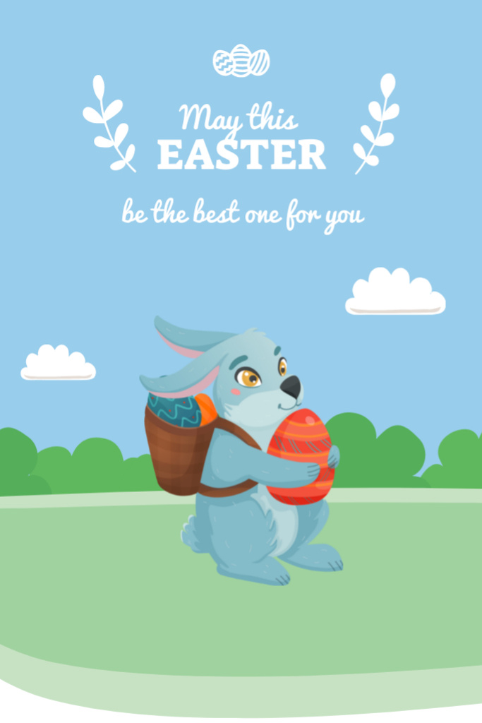 Happy Easter from Bunny With Egg Postcard 4x6in Vertical – шаблон для дизайна