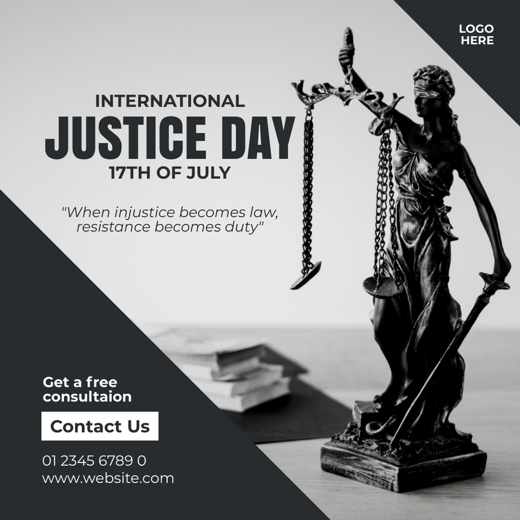 Platilla de diseño International Justice Day Announcement Instagram
