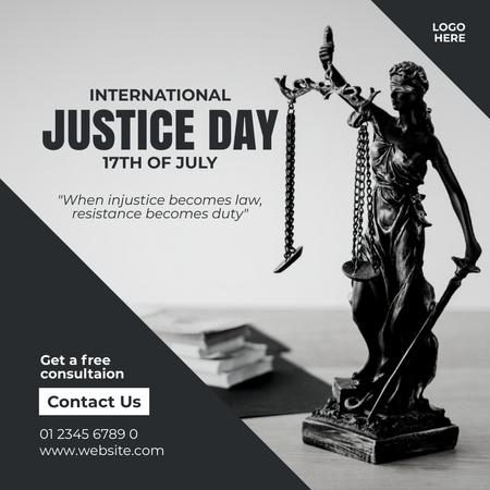 Szablon projektu Ogłoszenie Międzynarodowego Dnia Sprawiedliwości Instagram