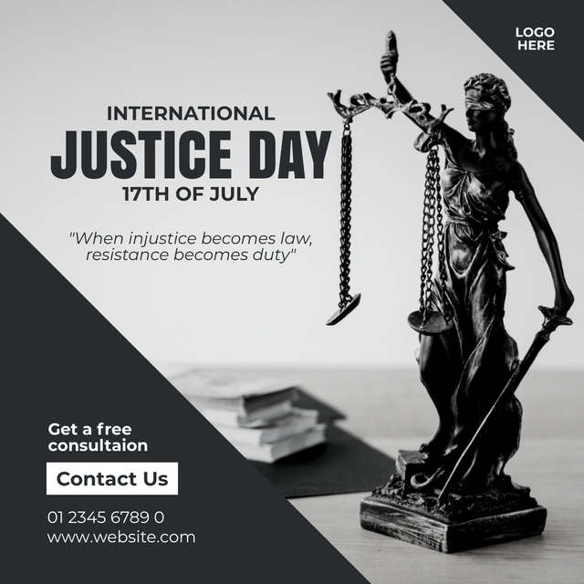 Modèle de visuel International Justice Day Announcement - Instagram