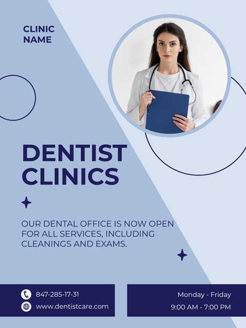 Ad of Dentist Clinics Poster US tervezősablon