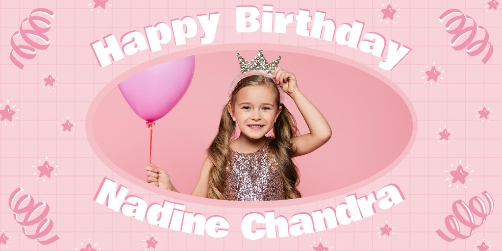 Happy Birthday to Little Princess on Pink Twitter Design Template