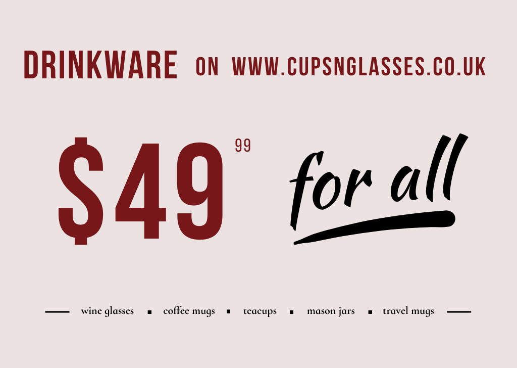 All Drinkware Sale Offer Flyer A6 Horizontalデザインテンプレート