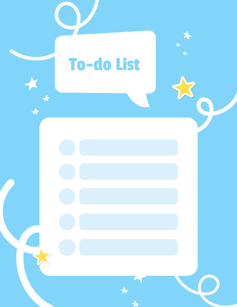 To Do List with Stars on Blue Notepad 8.5x11in – шаблон для дизайна