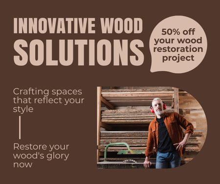 Template di design Servizio di falegnameria e restauro legno di prim'ordine a metà prezzo Facebook