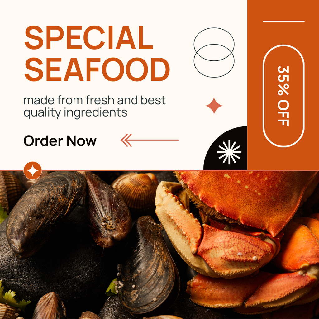 Offer of Special Seafood with Discount Instagram Πρότυπο σχεδίασης