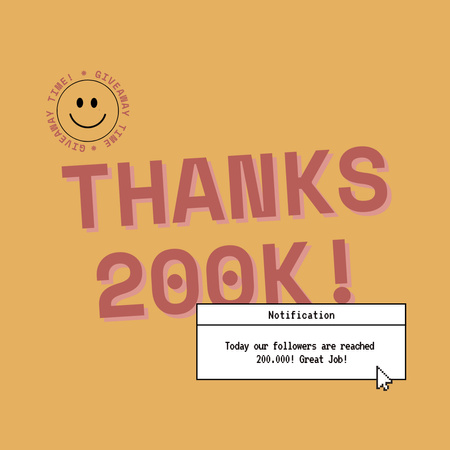 Platilla de diseño Thank you 200K Followers Instagram