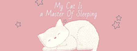 Ontwerpsjabloon van Facebook cover van Cute Cat Sleeping in Pink