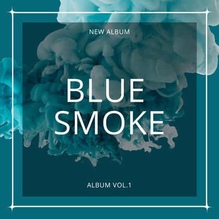 Music Album Performance with Blue Smoke Album Cover Design Template