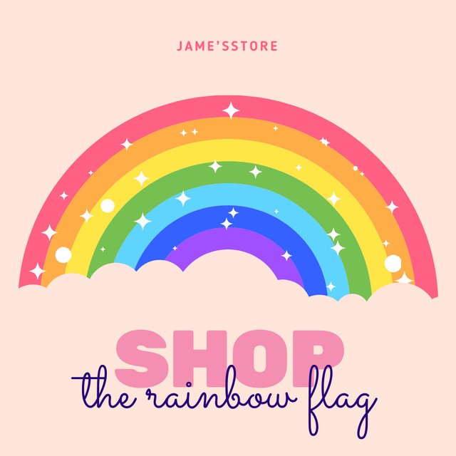 Designvorlage Pride Month Sale Announcement In Shop With Rainbow Flag für Animated Post