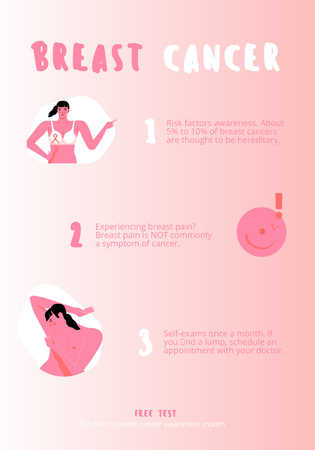 Breast Cancer Awareness with Woman Illustration Poster 28x40in Design Template