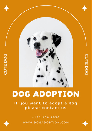 Dog Adoption Ad with Cute Dalmatian Flyer A7 Design Template