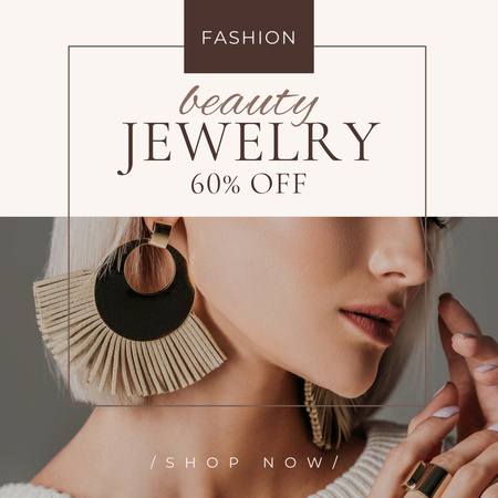 Jewelry Discount Offer with Young Woman Instagram Design Template